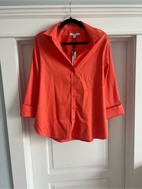 Chico's Vibrant Coral Button-Front Blouse